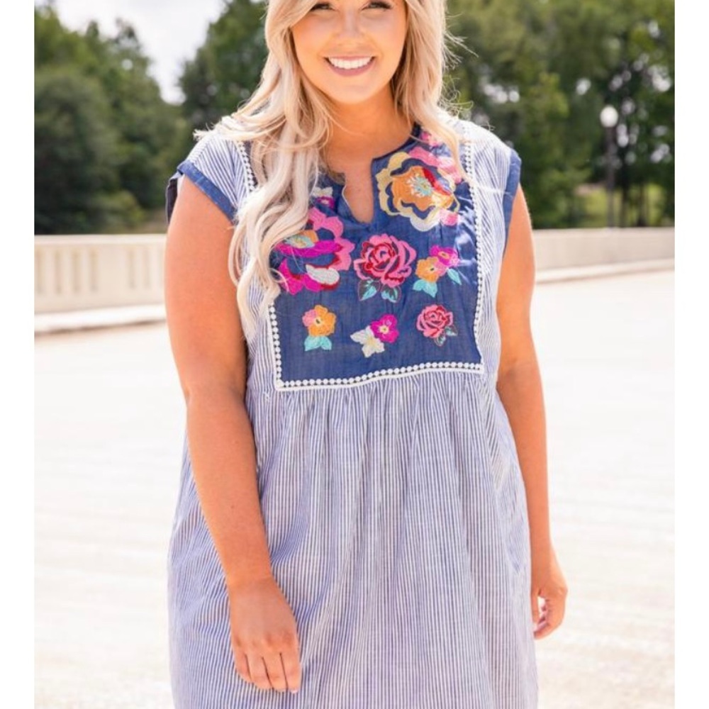 Chambray floral dress